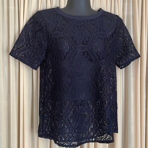 XS Banana Republic Blouse Navy Blue Lace
